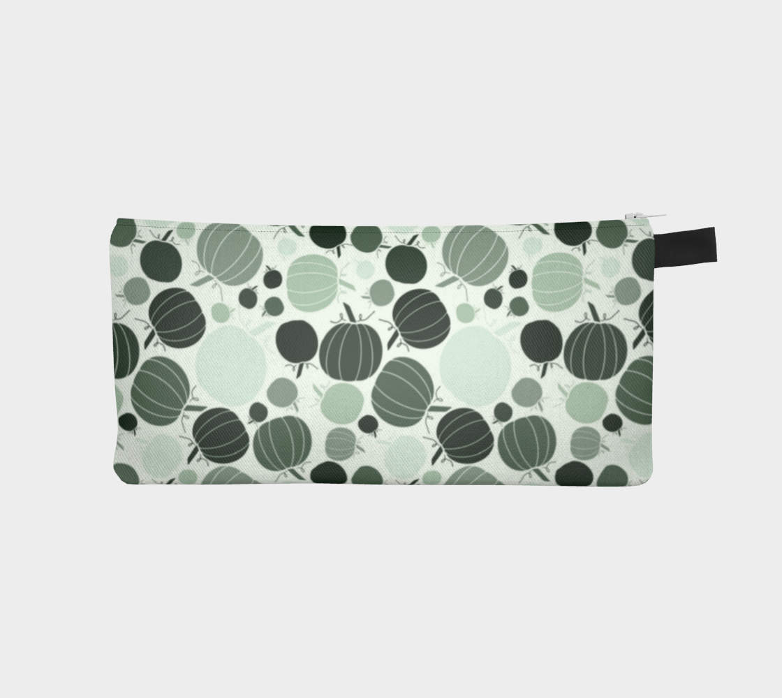 Sage Green Pumpkins Pencil Case, Small Polyester Twill Bag