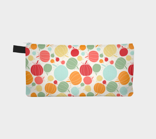 Colorful Pumpkins Pencil Case, Small Polyester Twill Bag