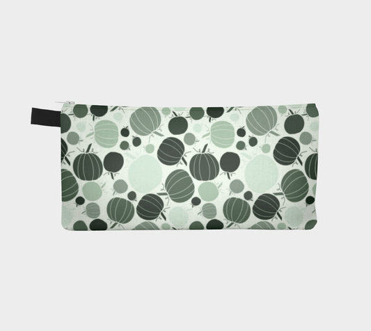 Sage Green Pumpkins Pencil Case, Small Polyester Twill Bag