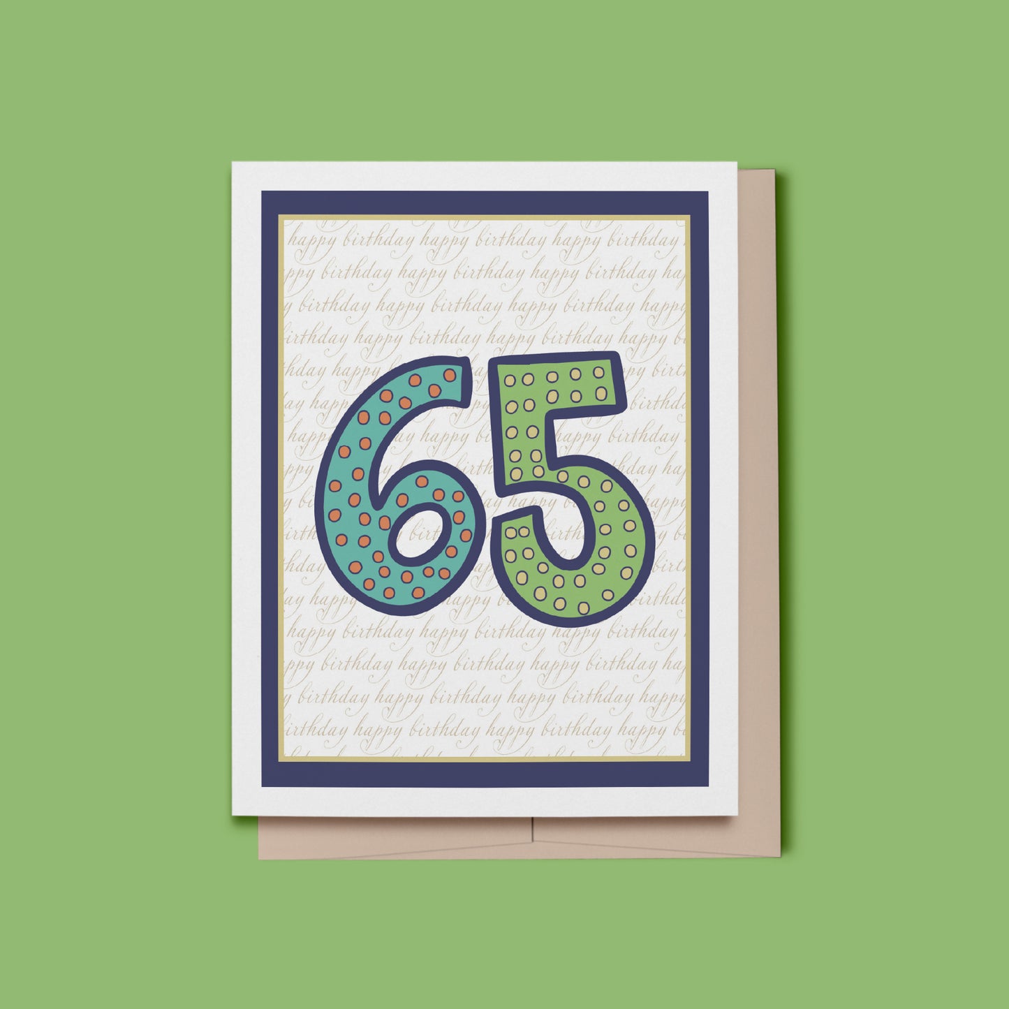 Happy Birthday 65 Card, Blue and Green