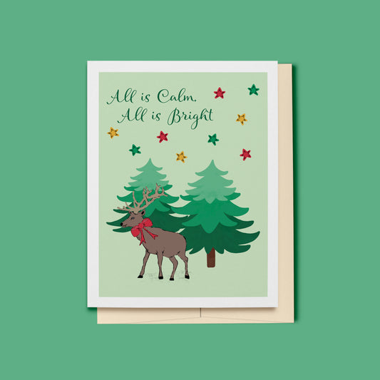 Reindeer in the Woods Holiday Card, Whimsical Woodlands Collection