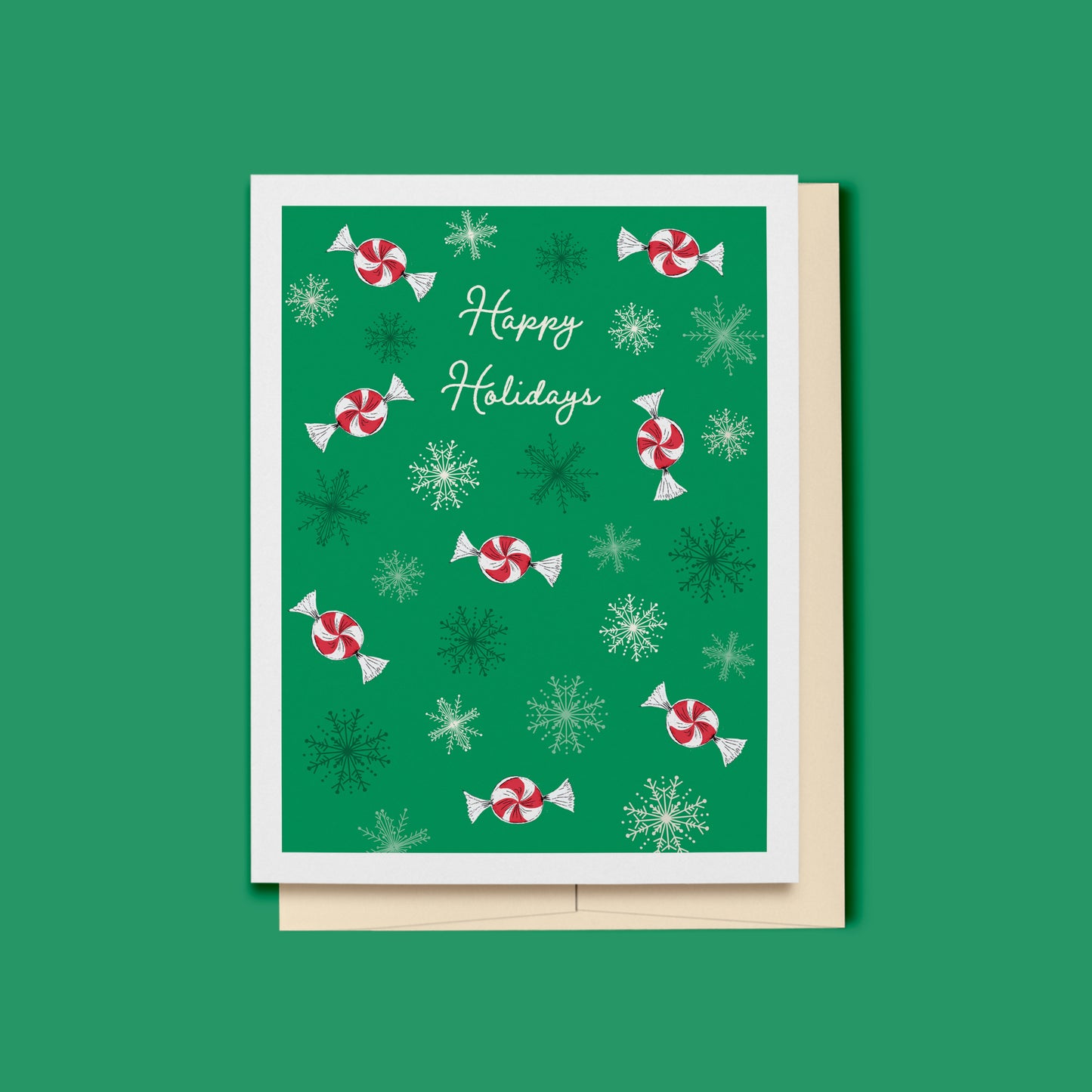 Peppermints and Snowflakes Holiday Card, Whimsical Woodlands Collection