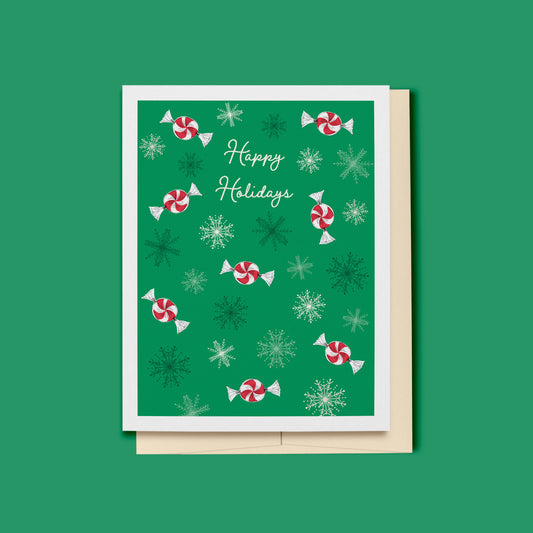 Peppermints and Snowflakes Holiday Card, Whimsical Woodlands Collection