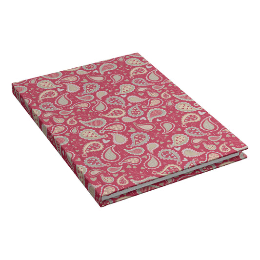 Country Paisley Hardcover Journal, Magenta Red, Perforated Pages