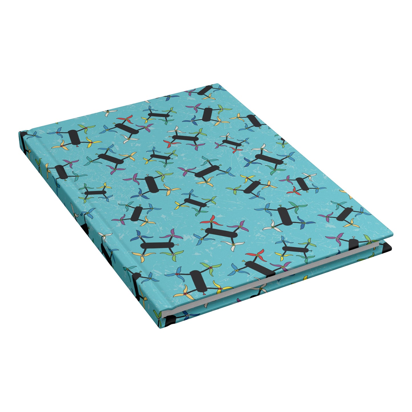 Flying Drones Hardcover Journal, Turquoise, Perforated Pages
