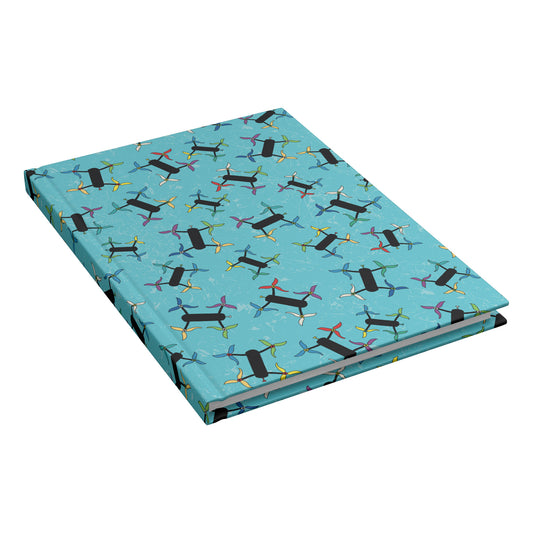 Flying Drones Hardcover Journal, Turquoise, Perforated Pages