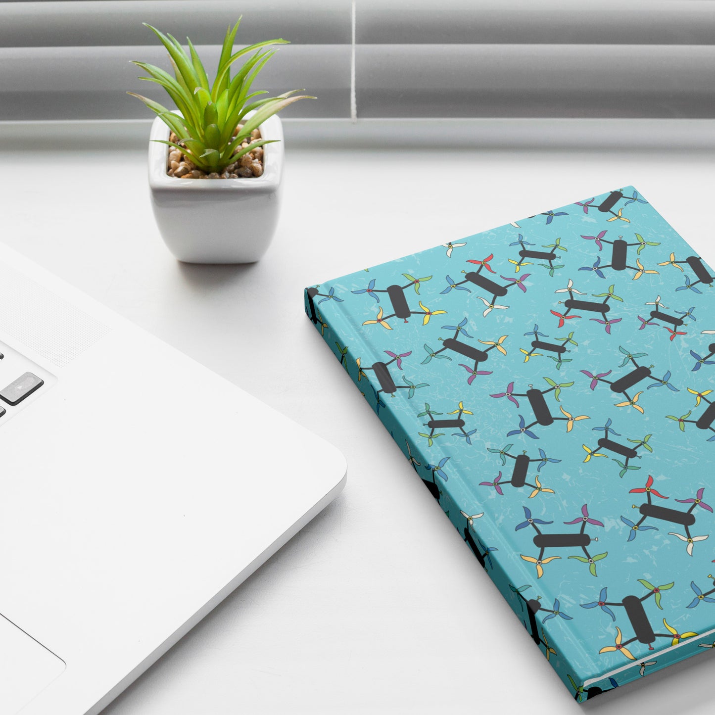 Flying Drones Hardcover Journal, Turquoise, Perforated Pages