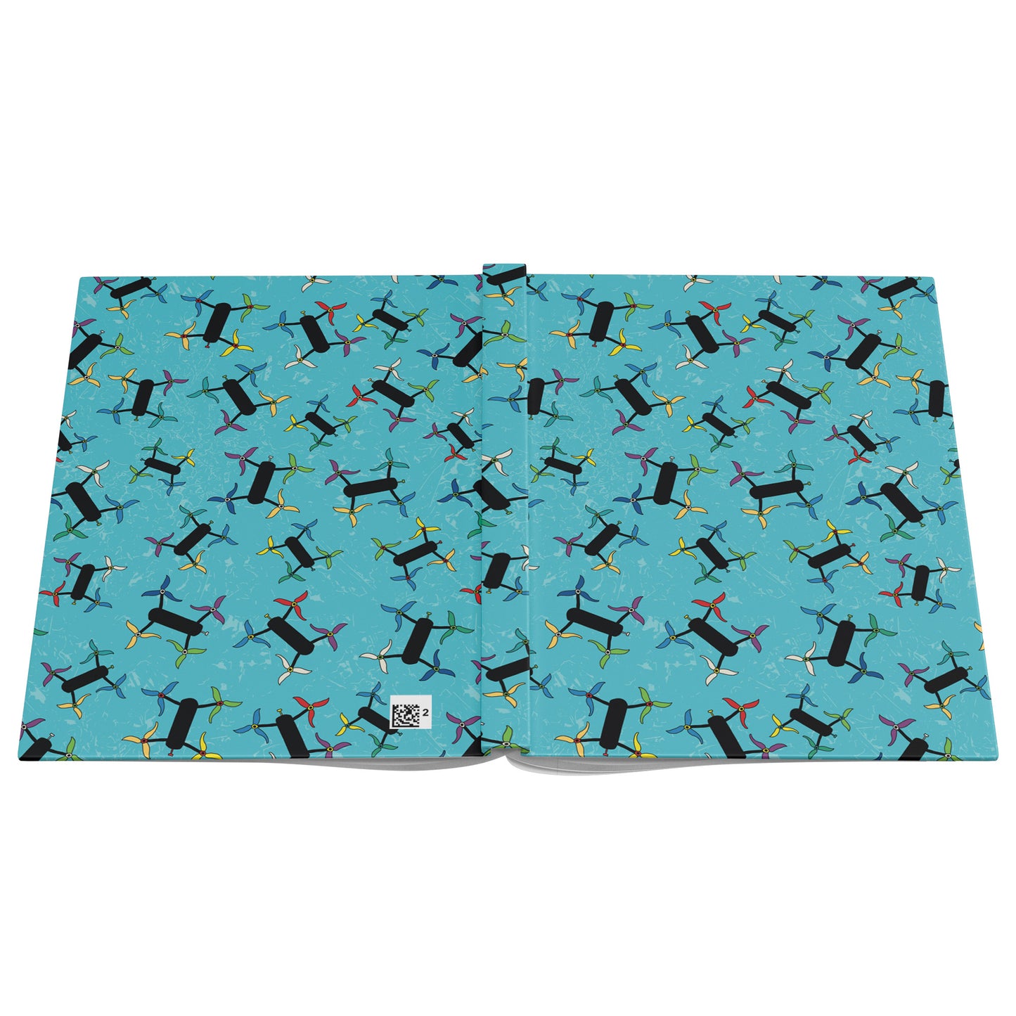 Flying Drones Hardcover Journal, Turquoise, Perforated Pages