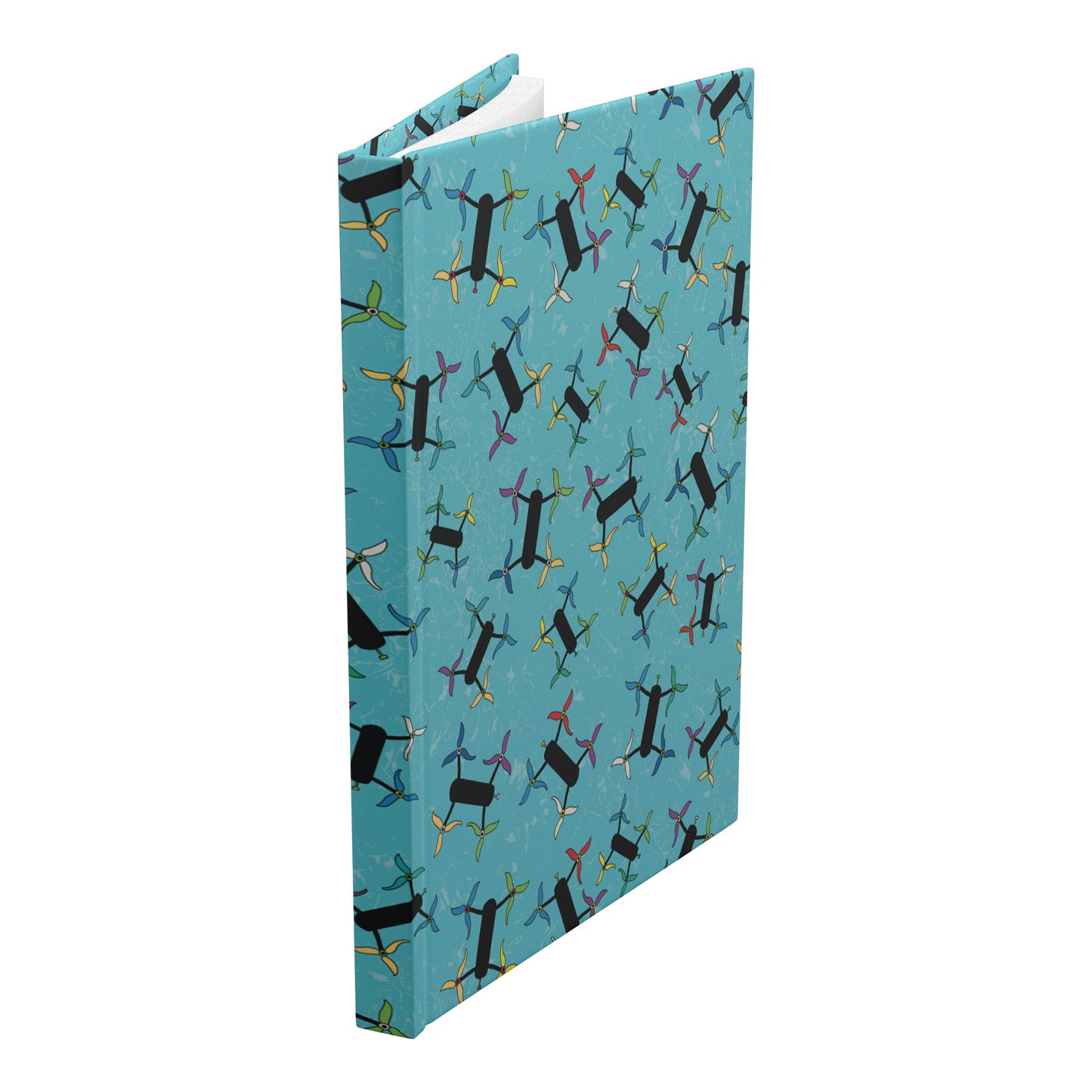 Flying Drones Hardcover Journal, Turquoise, Perforated Pages