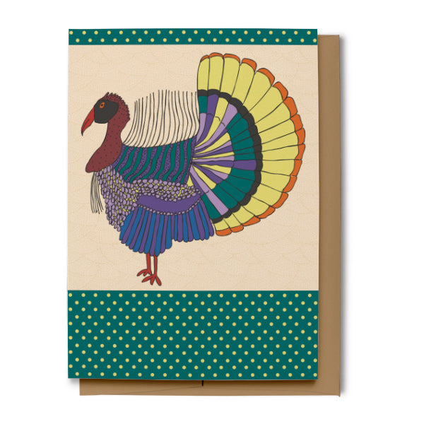 Happy Thanksgiving Card, Turkey, Green, 5x7