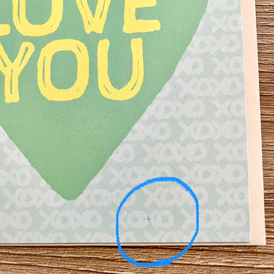 I Love You Card, Green Heart, Ecofriendly, Recycled Paper, Imperfect