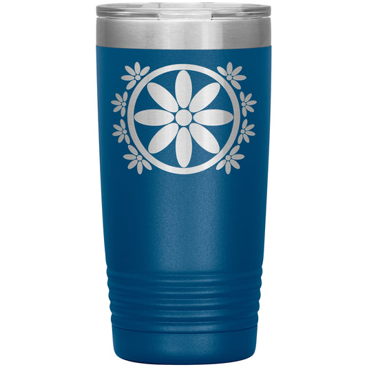 Insulated Tumbler, Circle Flower 20 oz Tumbler, Travel Mug with Lid, Multiple Color Options