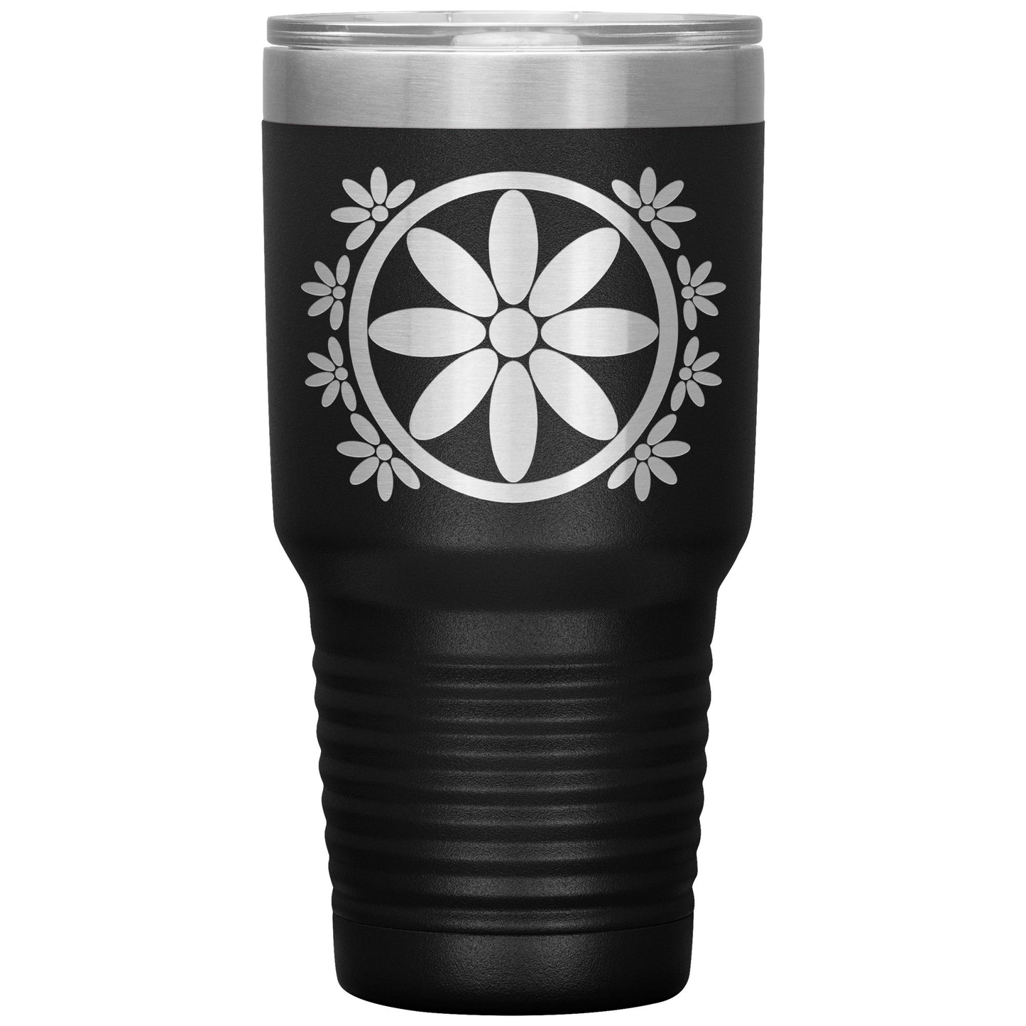 Insulated Tumbler, Circle Flower 30 oz Tumbler, Travel Mug with Lid, Multiple Color Options