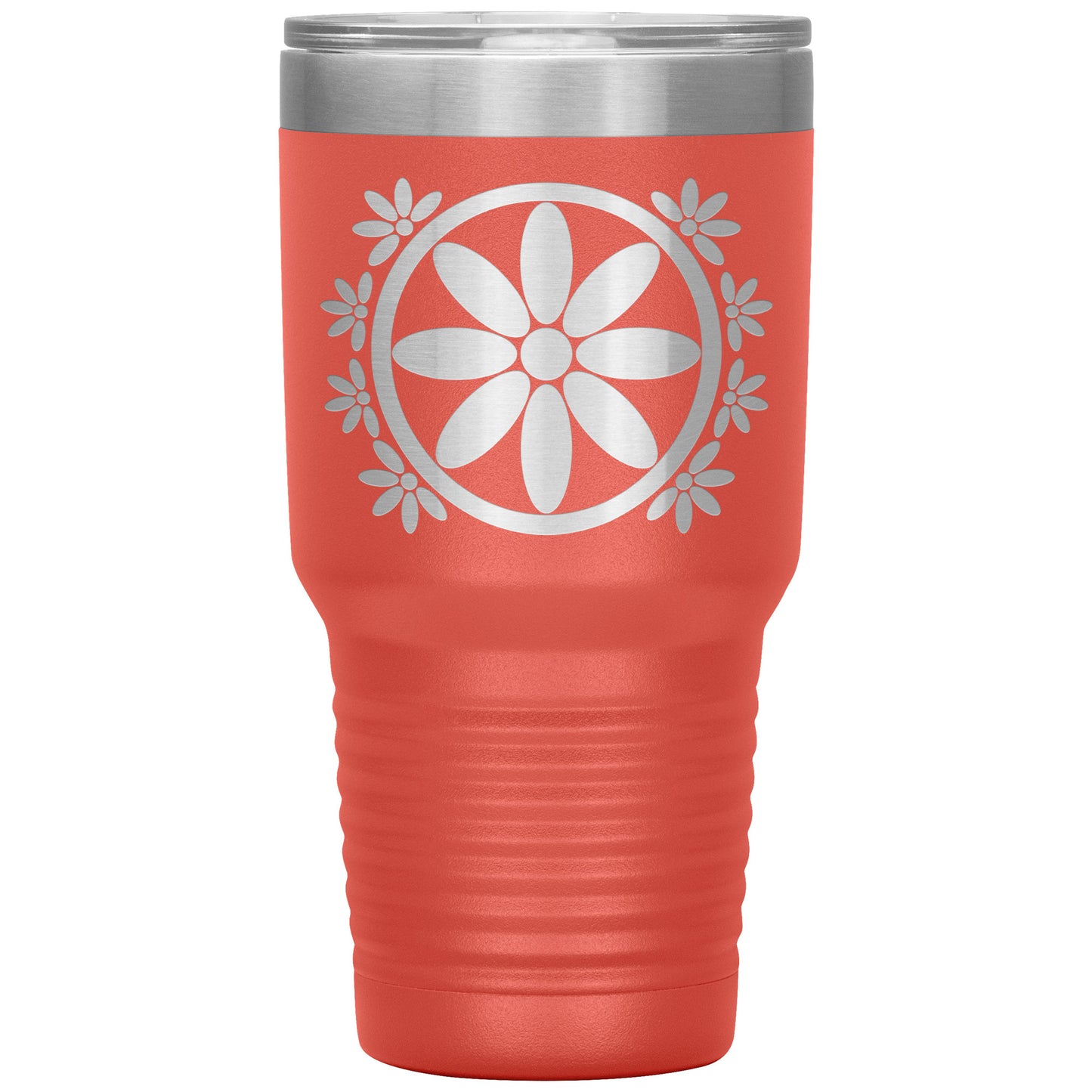 Insulated Tumbler, Circle Flower 30 oz Tumbler, Travel Mug with Lid, Multiple Color Options