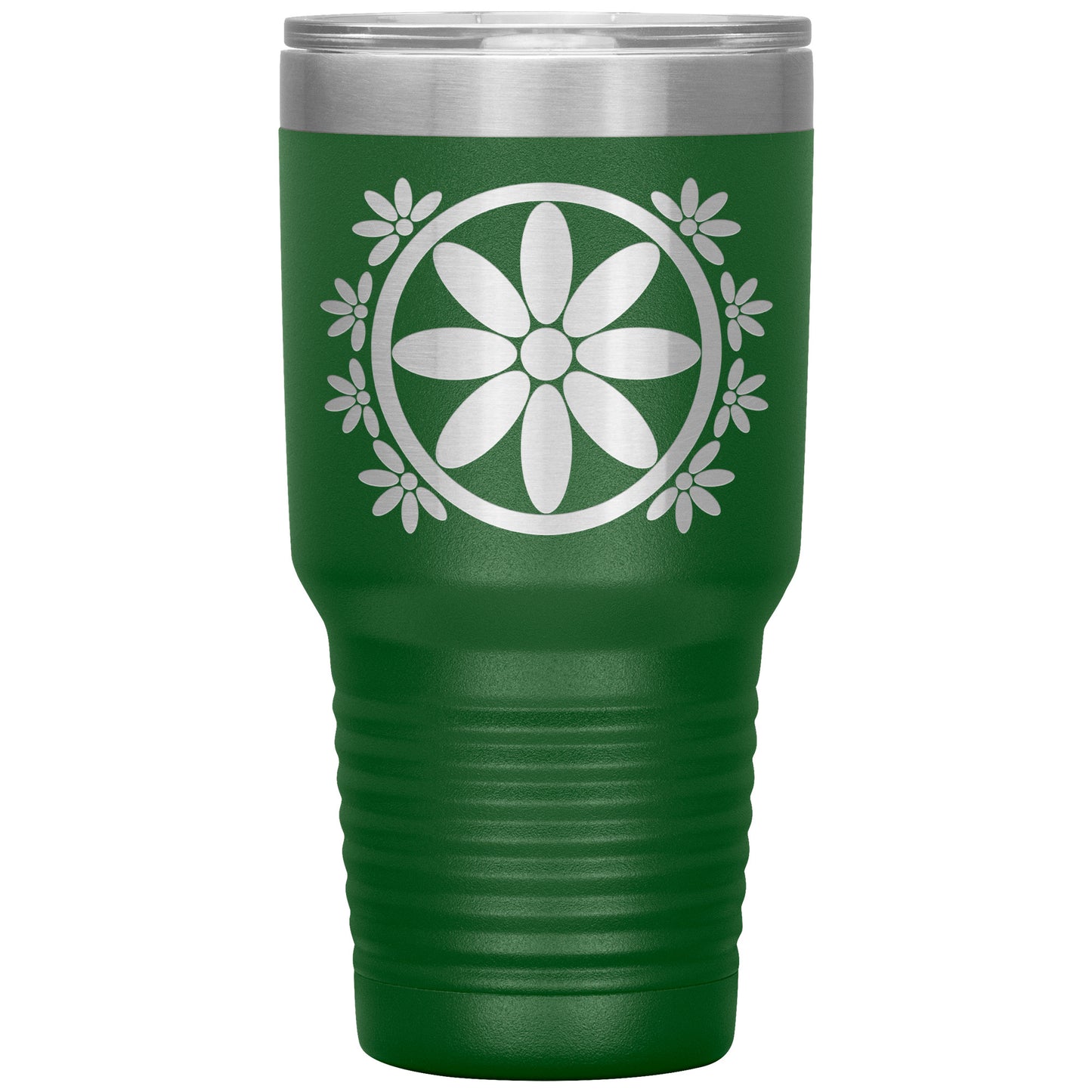Insulated Tumbler, Circle Flower 30 oz Tumbler, Travel Mug with Lid, Multiple Color Options