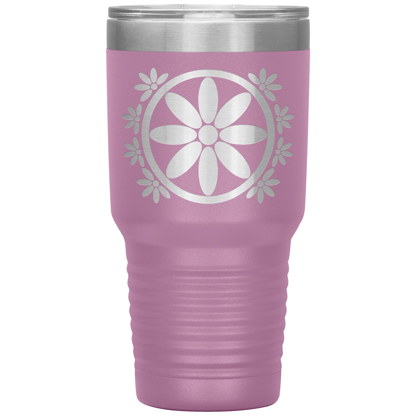 Insulated Tumbler, Circle Flower 30 oz Tumbler, Travel Mug with Lid, Multiple Color Options