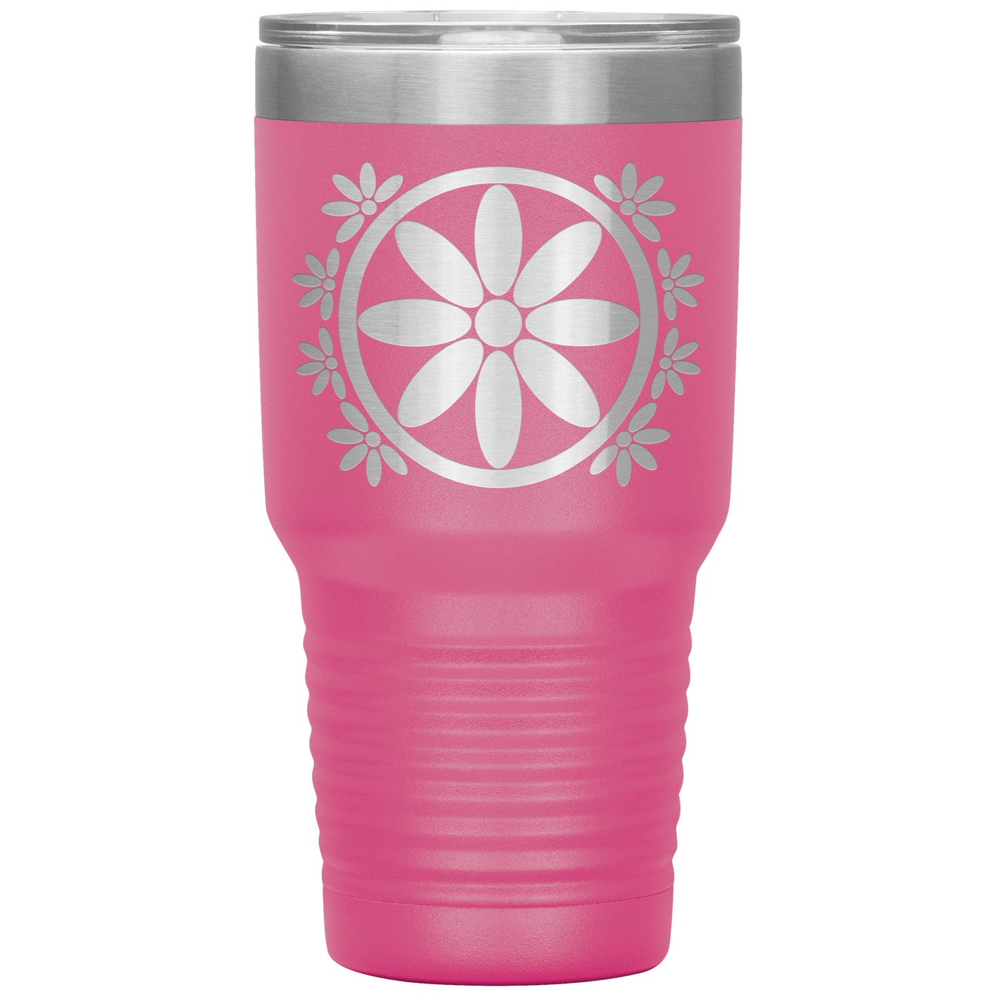 Insulated Tumbler, Circle Flower 30 oz Tumbler, Travel Mug with Lid, Multiple Color Options