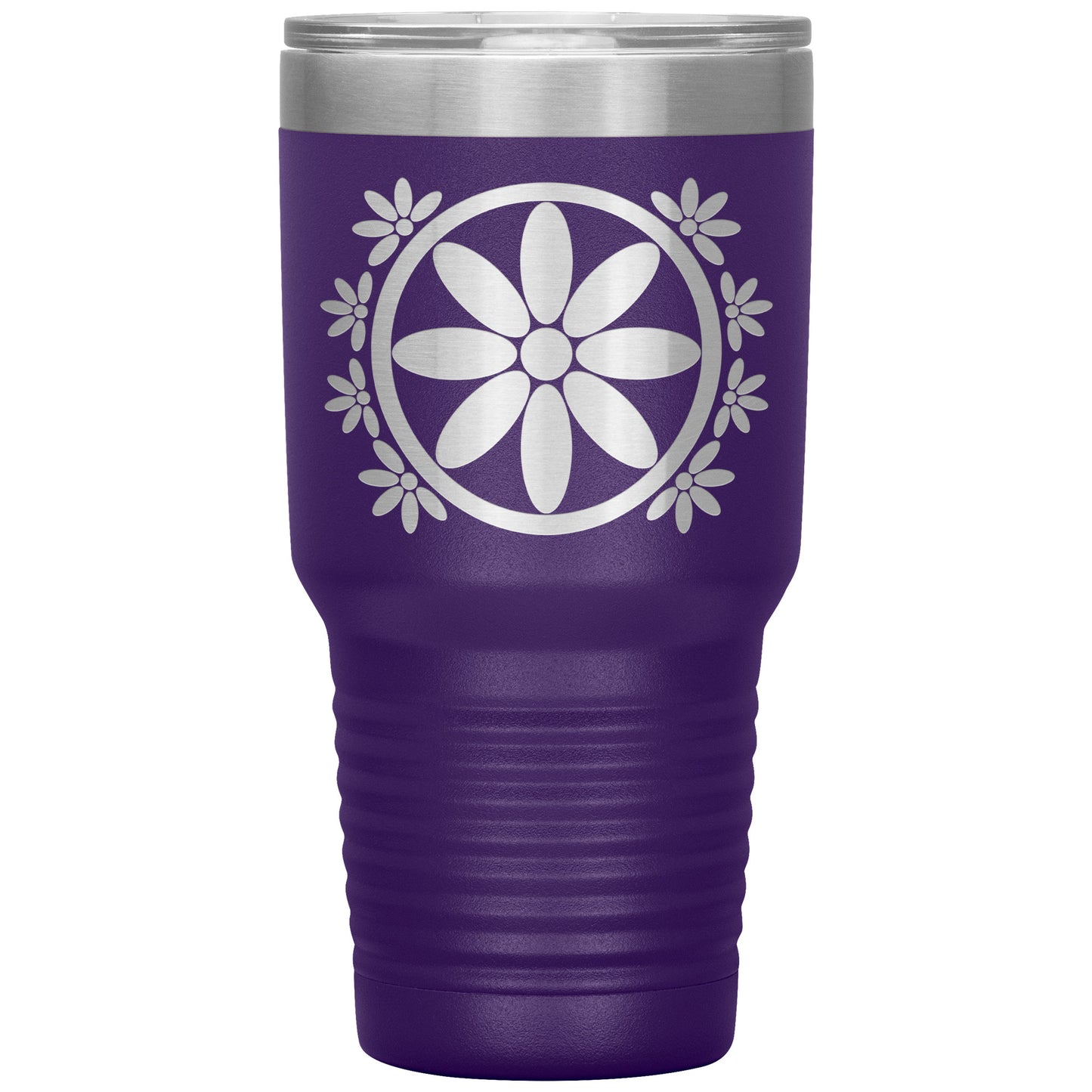 Insulated Tumbler, Circle Flower 30 oz Tumbler, Travel Mug with Lid, Multiple Color Options