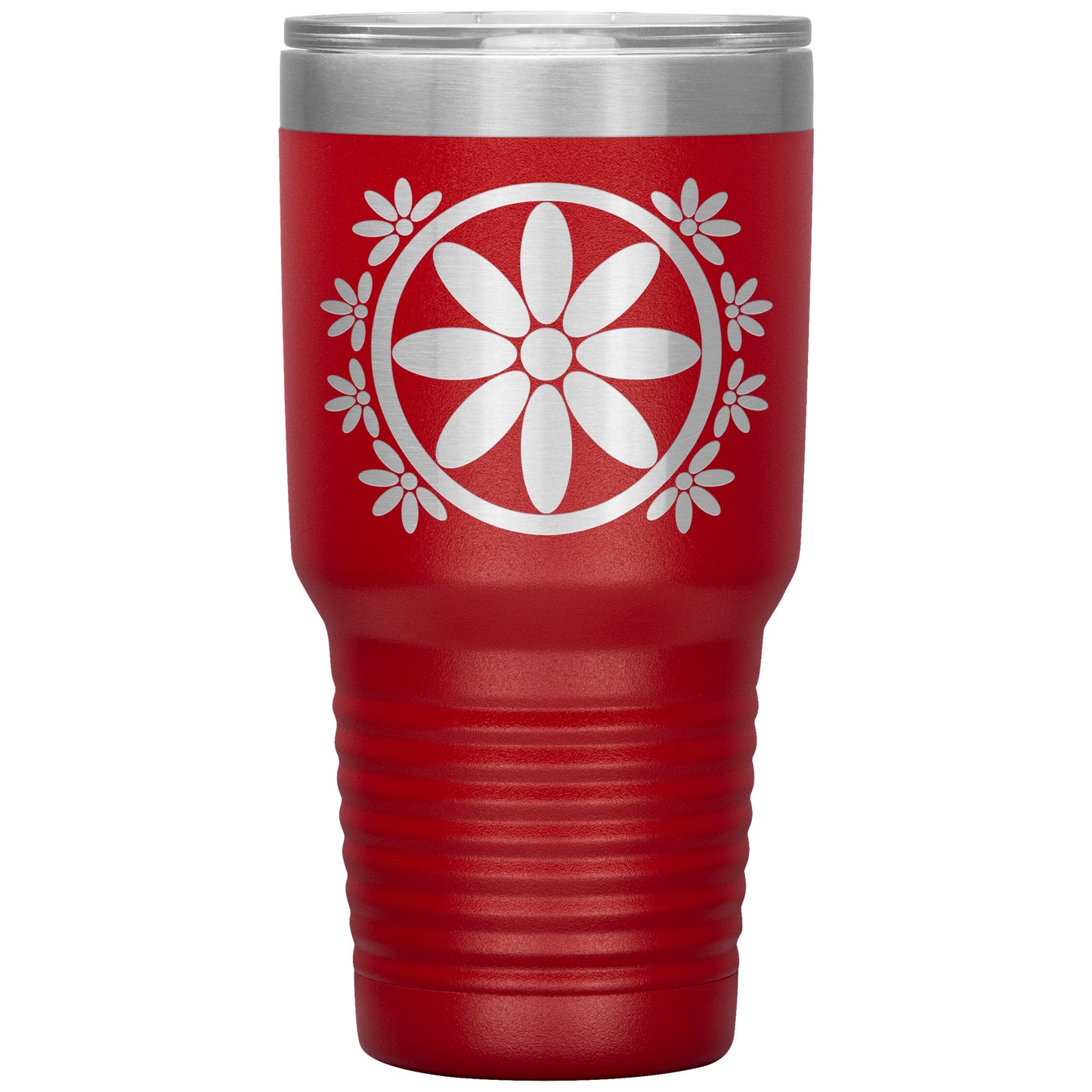 Insulated Tumbler, Circle Flower 30 oz Tumbler, Travel Mug with Lid, Multiple Color Options