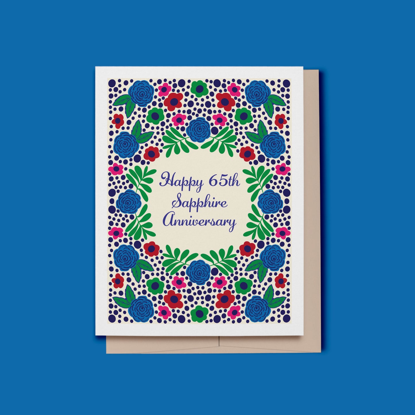 Happy 65th Sapphire Anniversary Card, Bold Colors