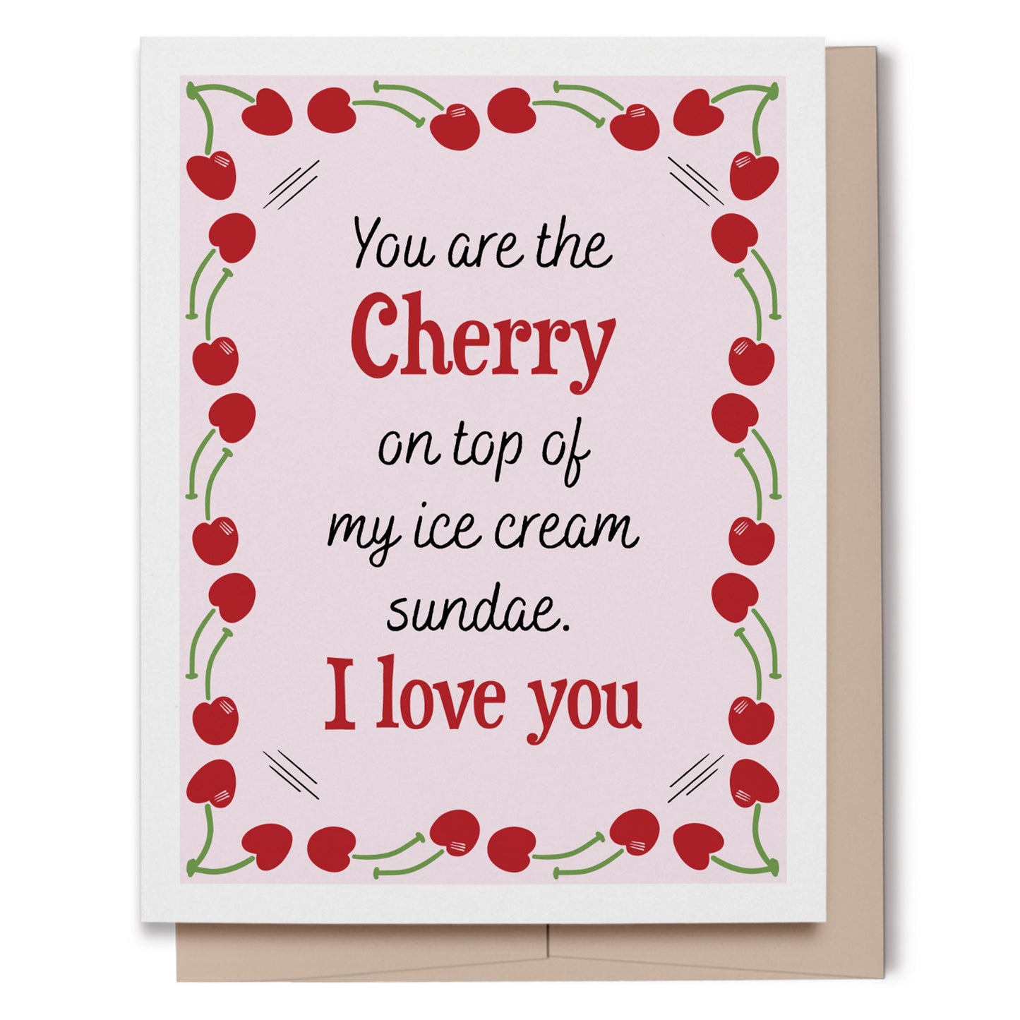Cherry on Ice Cream Sundae Love Card