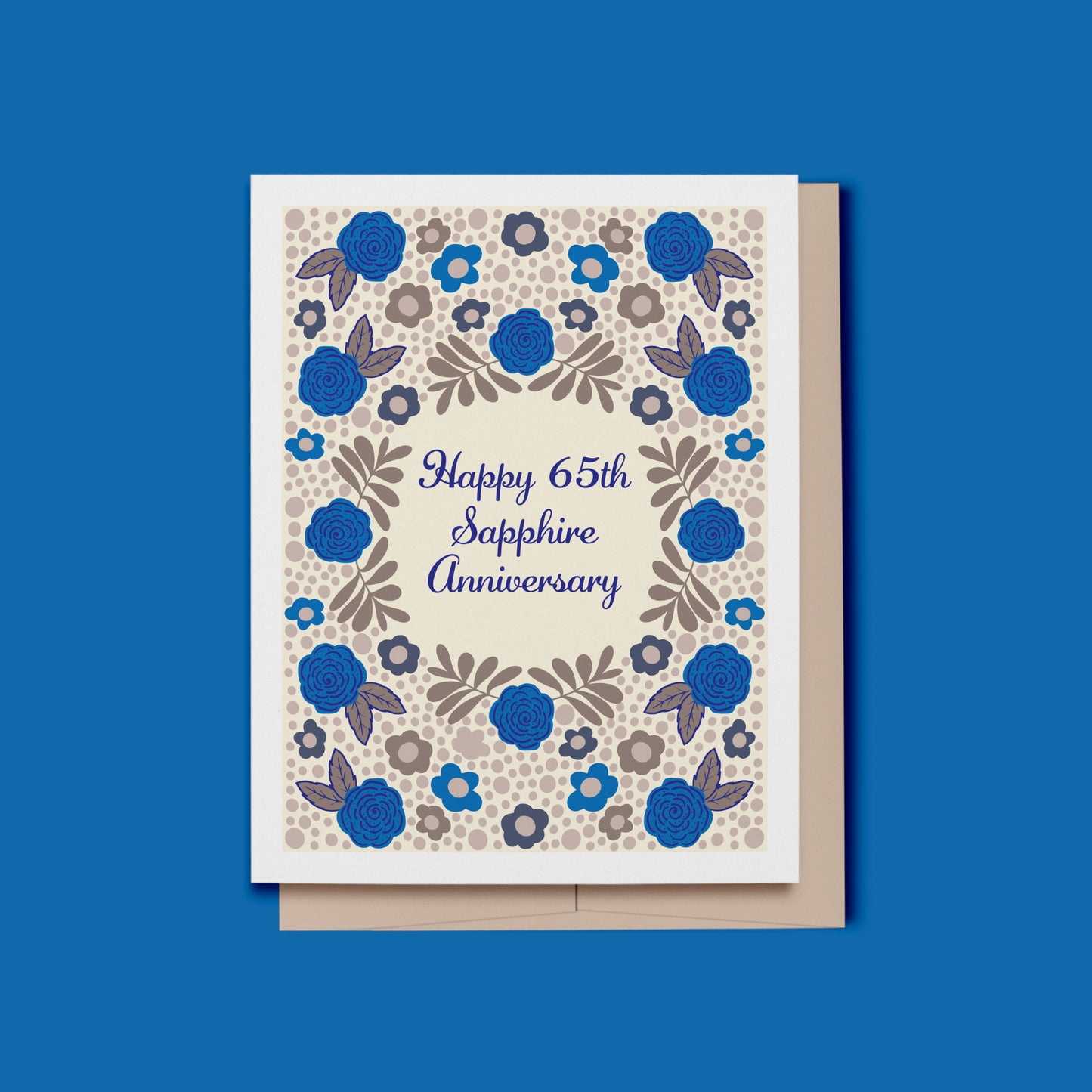 Happy 65th Sapphire Anniversary Card, Muted Colors