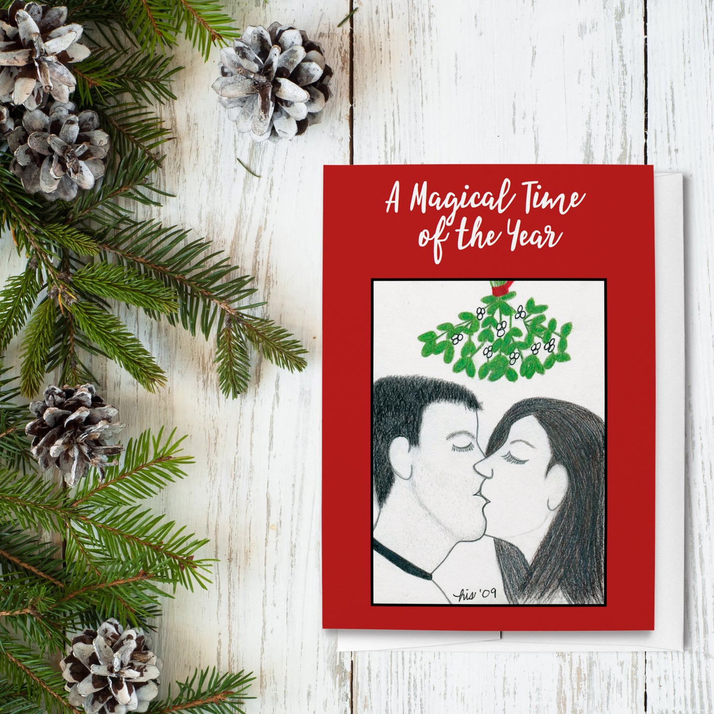 Mistletoe Christmas Card, 5" x 7"