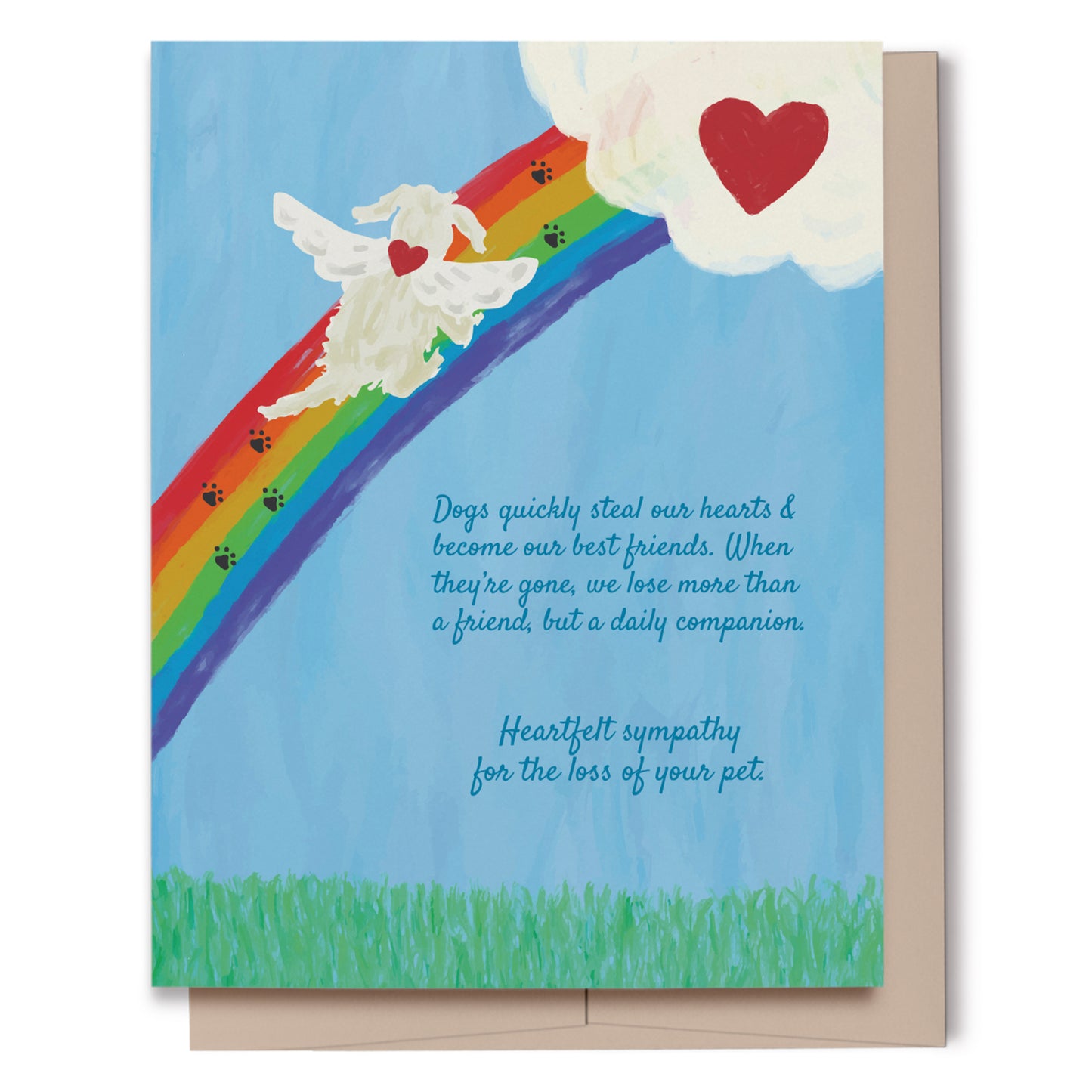 Dog Rainbow Sympathy Card, Ecofriendly, Recycled Paper