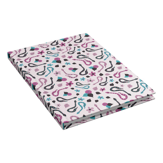 Snakes Hardcover Journal, Fuchsia Pink, Turquoise and Black, Perforated Sheets