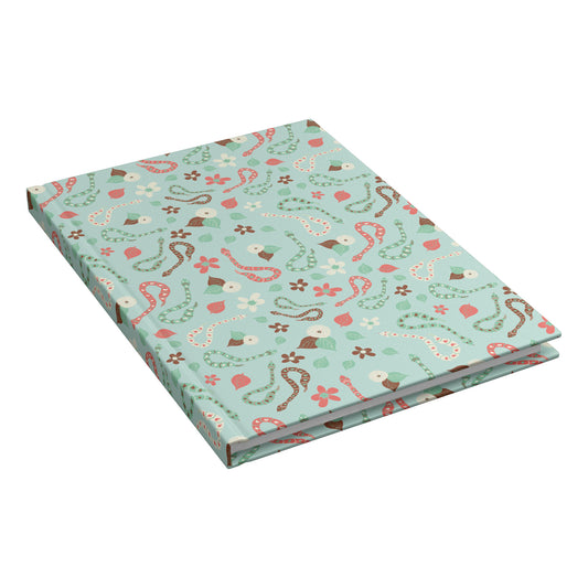 Snakes Hardcover Journal, Mint, Aqua, Coral and Brown, Perforated Pages