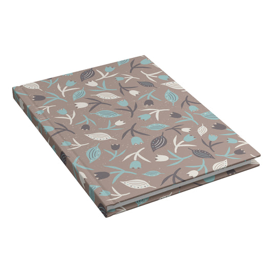 Tulips and Leaves Hardcover Journal, Beige and Aqua, Perforated Pages