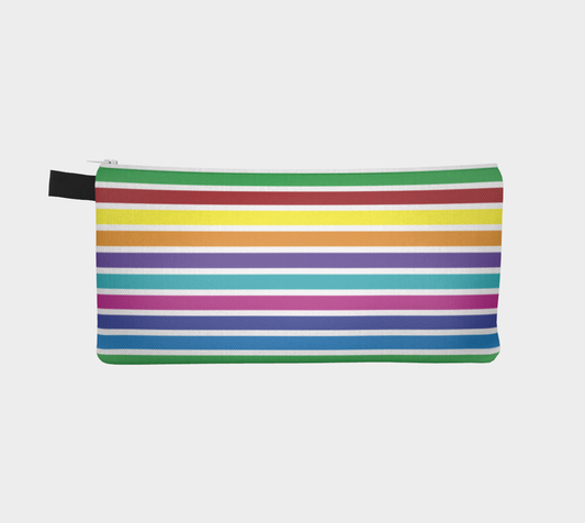 Bold Rainbow Stripes Pencil Case, Small Polyester Twill Bag