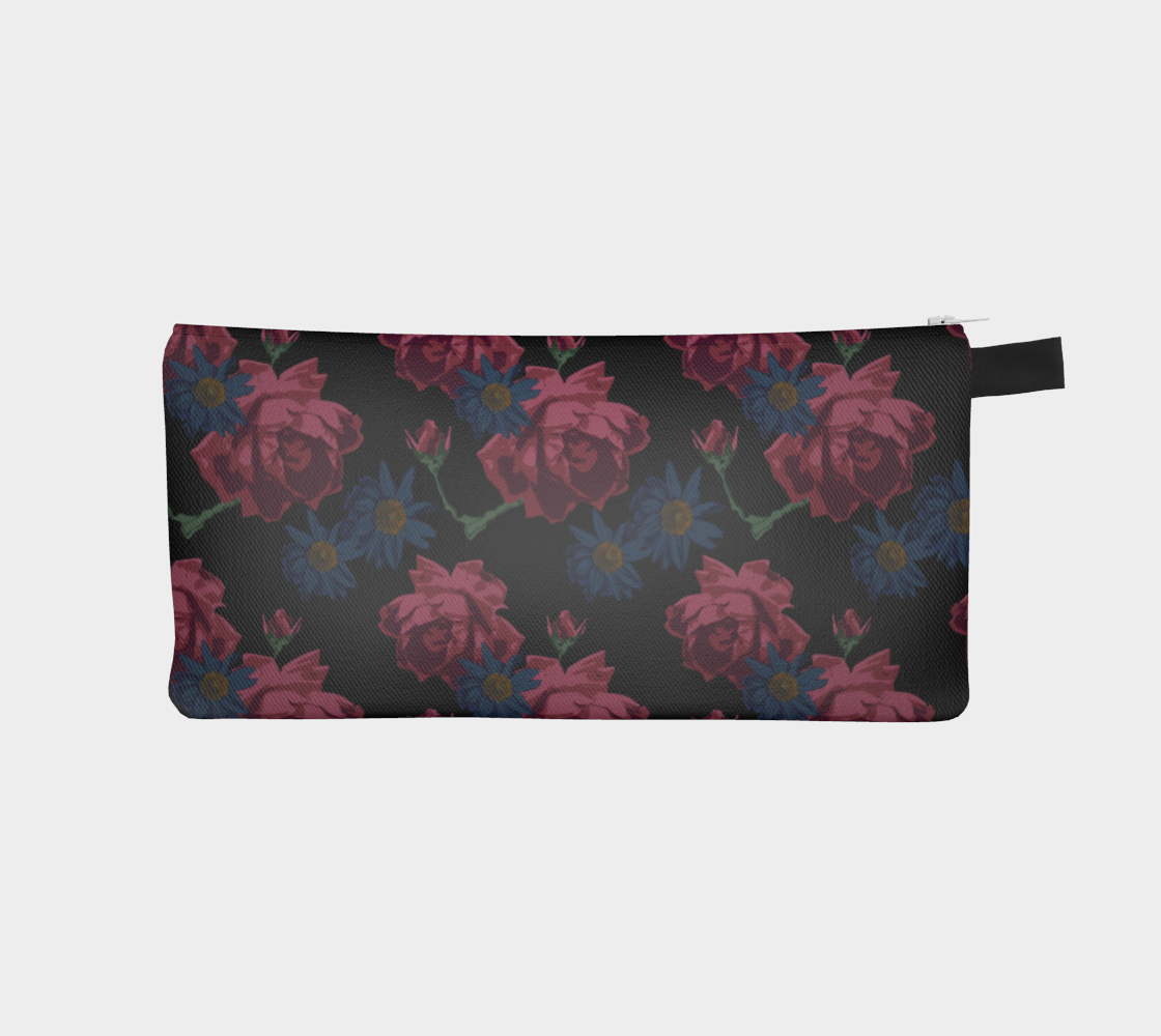 Moody Roses Pencil Case, Small Polyester Twill Bag