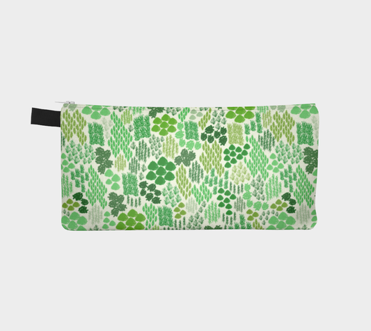 Green Irish Mosses Pencil Case, Small Polyester Twill Bag