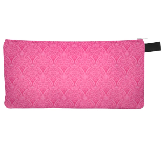 Pink Scallops Pencil Case, Small Polyester Zipper Bag