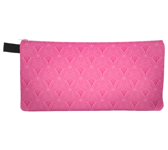 Pink Scallops Pencil Case, Small Polyester Zipper Bag
