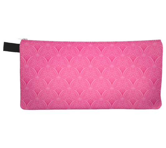 Pink Scallops Pencil Case, Small Polyester Zipper Bag