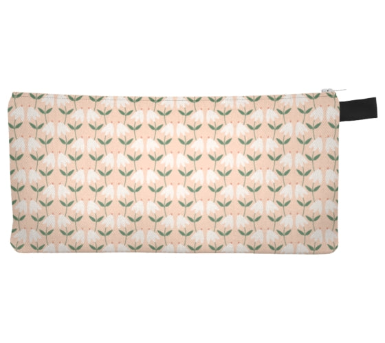 Peach Botanicals Pencil Case, Small Polyester Zipper Bag