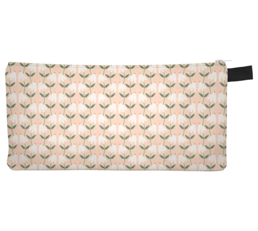 Peach Botanicals Pencil Case, Small Polyester Zipper Bag