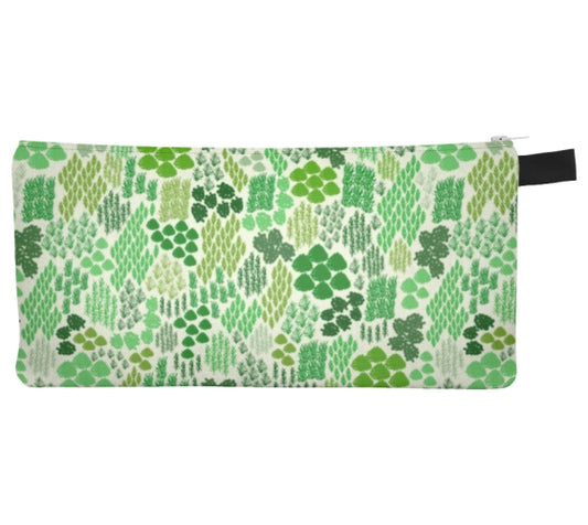 Green Irish Moss Pencil Case, Small Polyester Zipper Bag