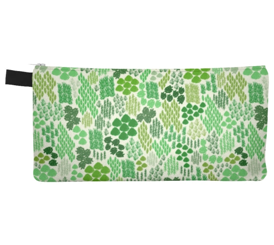 Green Irish Moss Pencil Case, Small Polyester Zipper Bag