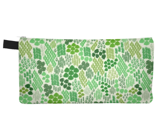 Green Irish Moss Pencil Case, Small Polyester Zipper Bag