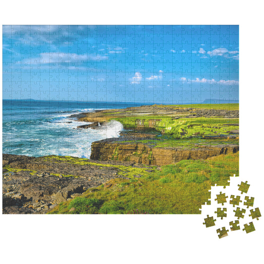 500 Piece Jigsaw Puzzle, Ireland Seascape Photography of Crashing Waves at Sligo Bay