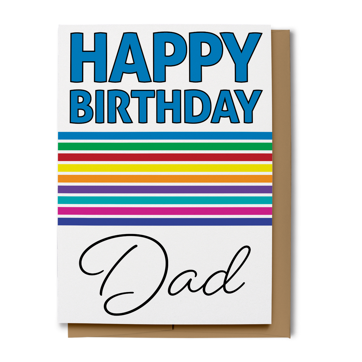 Bold Rainbow Happy Birthday Dad Card, 5x7