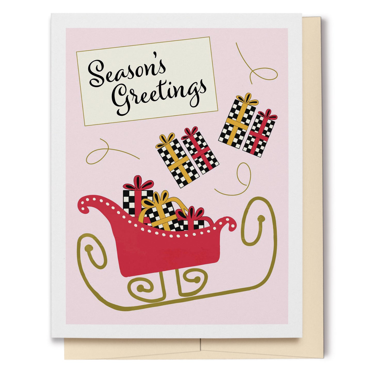 Season's Greetings Sleigh with Gifts Holiday Card, Whimsical Woodlands Collection
