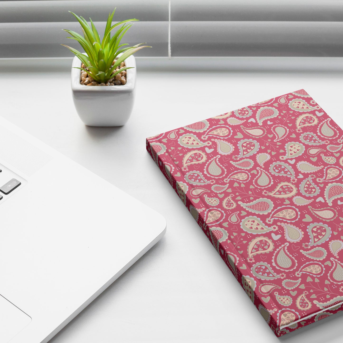 Country Paisley Hardcover Journal, Magenta Red, Perforated Pages