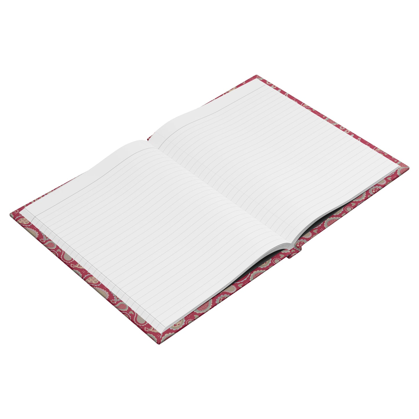 Country Paisley Hardcover Journal, Magenta Red, Perforated Pages