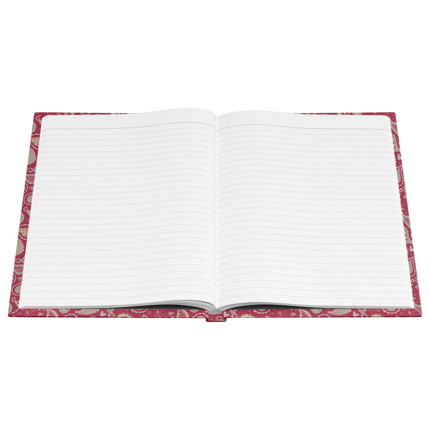 Country Paisley Hardcover Journal, Magenta Red, Perforated Pages