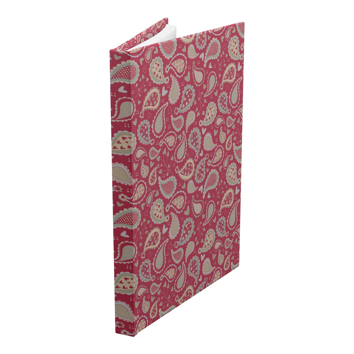 Country Paisley Hardcover Journal, Magenta Red, Perforated Pages