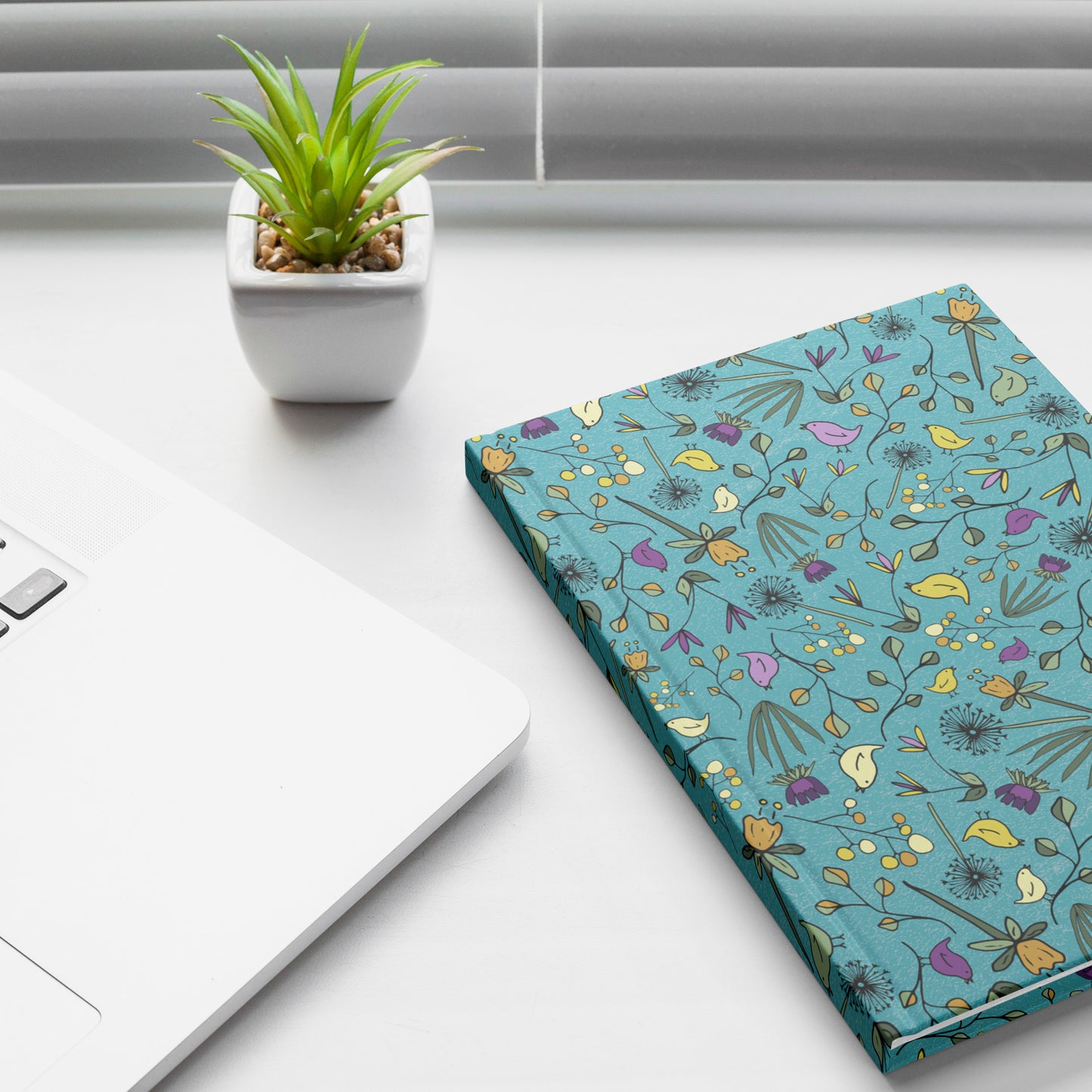Flowers and Birds Hardcover Journal, Turquoise, Perforated Pages